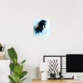  Racing Black Horse Portrait Minimalist Poster (Thuiskantoor)