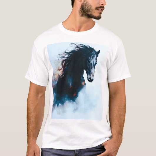  Racing Black Horse Portrait Minimalist T-shirt (Voorkant)
