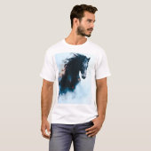  Racing Black Horse Portrait Minimalist T-shirt (Voorkant volledig)