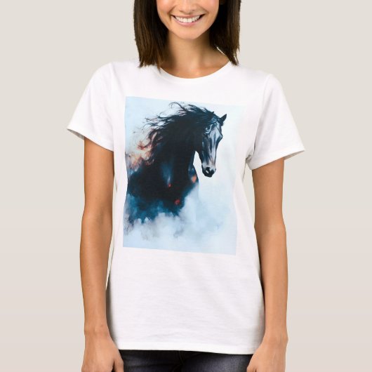  Racing Black Horse Portrait Minimalist T-shirt (Voorkant)