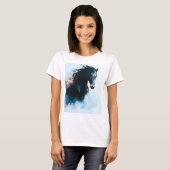  Racing Black Horse Portrait Minimalist T-shirt (Voorkant volledig)