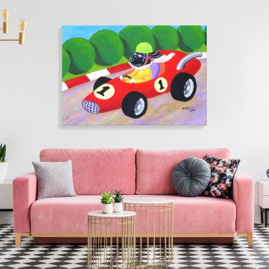 Racing Black Labrador Artwork Canvas Afdruk (Insitu (Woonkamer))