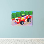 Racing Black Labrador Artwork Canvas Afdruk (Insitu (Houten vloer))