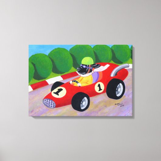 Racing Black Labrador Artwork Canvas Afdruk (Voorkant)