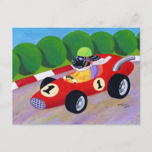 Racing Black Labrador Briefkaart (Voorkant)