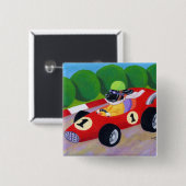 Racing Black Labrador Vierkante Button 5,1 Cm (Voorkant /achterkant)