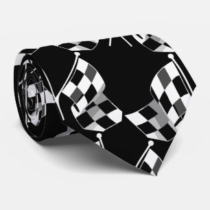 Racing Black White Check Flag Necktie Stropdas