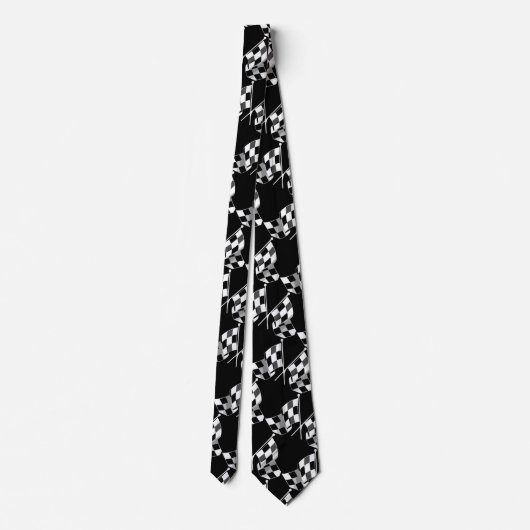 Racing Black White Check Flag Necktie Stropdas (Achterkant)