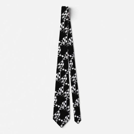 Racing Black White Check Flag Necktie Stropdas (Voorkant)