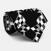 Racing Black White Check Flag Necktie Stropdas (Opgerold)