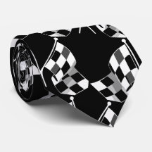 Racing Black White  Check Flag  Necktie