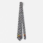 Racing Black White Check Flag Tire Flames Necktie Stropdas (Voorkant)