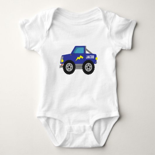 Racing Blue Monster Truck, voor Baby Boys Romper (Voorkant)