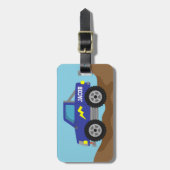 Racing Blue Monster Truck, voor jongens Bagagelabel (Voorkant verticaal)