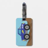 Racing Blue Monster Truck, voor jongens Bagagelabel (Achterkant verticaal)