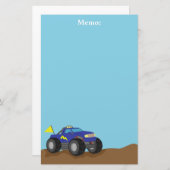 Racing Blue Monster Truck, voor jongens Briefpapier (Voorkant / Achterkant)
