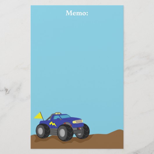 Racing Blue Monster Truck, voor jongens Briefpapier (Voorkant)