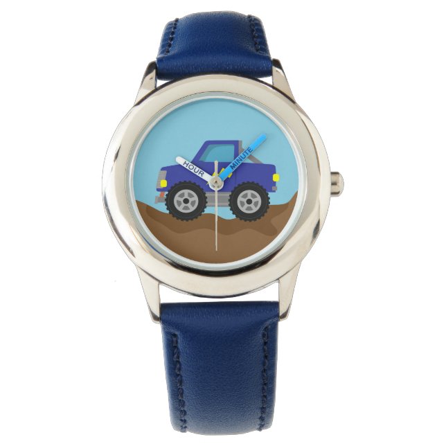 Racing Blue Monster Truck, voor jongens Horloge (Voorkant)