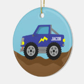 Racing Blue Monster Truck, voor jongens Keramisch Ornament (Links)