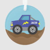 Racing Blue Monster Truck, voor jongens Ornament (achterkant)