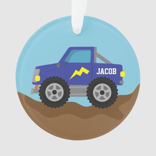 Racing Blue Monster Truck, voor jongens Ornament (voorkant)