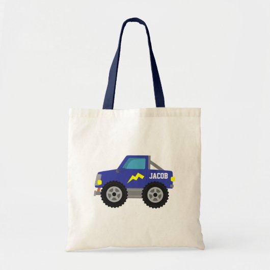 Racing Blue Monster Truck, voor jongens Tote Bag (Voorkant)