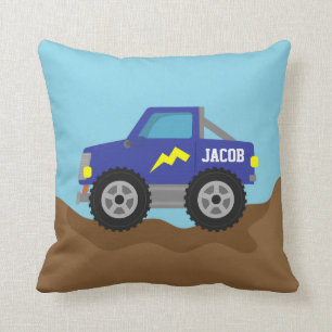 Racing Blue Monster Truck, voor jongenskamer Kussen