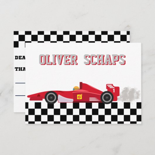 Racing Boys Dank u Nota Bedankkaart (Voorkant / Achterkant)