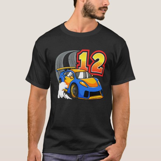 Racing Car 12th Birthday 12 Years Old Toddler Boy T-shirt (Voorkant)