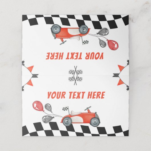  Racing Car 1e Verjaardagstent Place Card Plaatskaartje (Buitenkant ongevouwen)