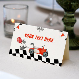  Racing Car 1e Verjaardagstent Place Card Plaatskaartje