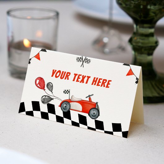  Racing Car 1e Verjaardagstent Place Card Plaatskaartje