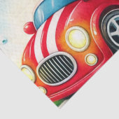 Racing Car 1st Birthday Boy Waterverf Kinder Tissuepapier (Detail)