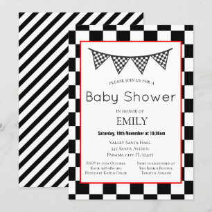 Racing Car Baby shower Invitation, Birthday Kaart