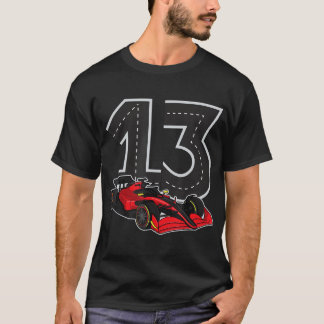 Racing Car Birthday Boy Race Track Number 13 jaar T-shirt