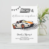 🏁 Racing Car Birthday I Speed into Fun! Kaart (Staand voorkant)