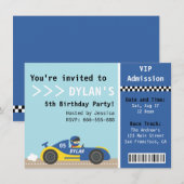 Racing Car, Birthday Party, Boys Admission Ticket Kaart (Voorkant / Achterkant)
