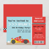 Racing Car, Birthday Party, Boys Admission Ticket Kaart (Voorkant / Achterkant)