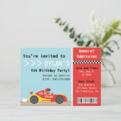 Racing Car, Birthday Party, Boys Admission Ticket Kaart (Staand voorkant)