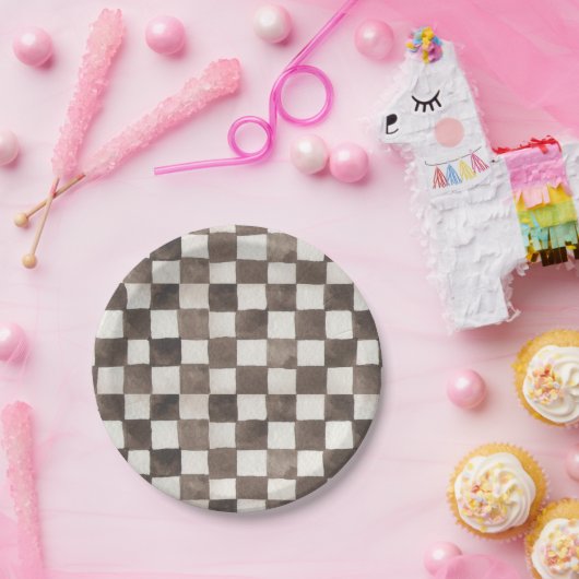 Racing Car Birthday Party Checkered  Papieren Bordje (Feest)