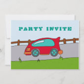 Racing Car Birthday Party Invitation Kaart (Achterkant)