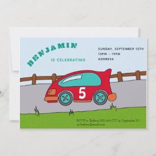 Racing Car Birthday Party Invitation Kaart
