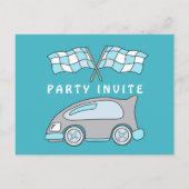 Racing Car Birthday Party Invitation Uitnodiging Briefkaart (Achterkant)