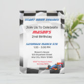 Racing Car Birthday Party Kaart (Staand voorkant)