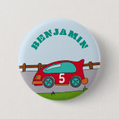 Racing Car Birthday Ronde Button 5,7 Cm (Voorkant)