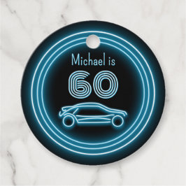 Racing Car Black & Cyan Man van 1980 Bedankjes Labels