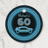 Racing Car Black & Cyan Man van 1980 Bedankjes Labels (Voorkant)