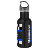 Racing car blue flag kinder full-name drink waterfles (Achterkant)