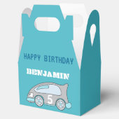 Racing Car Blue Gelukkige Verjaardag Bedankdoosjes (Geopend)