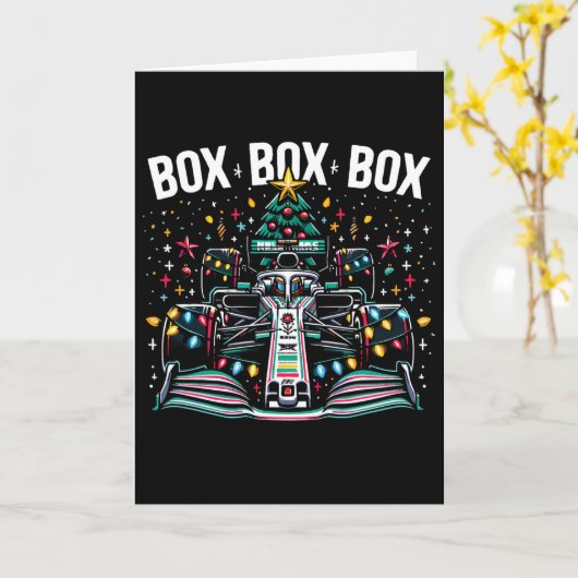 Racing Car Box Box Box Radio Call Fun Christmas Tr Kaart (Gele Bloem)